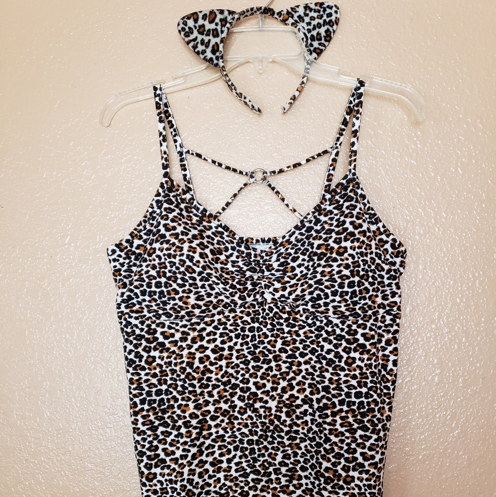 New Cheetah Print Top with Cheetah Ears Headband